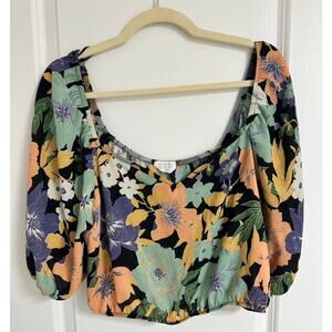 🌸 Sienna Sky Floral Cropped Blouse | Size XL | Romantic & Ready to Slay 🌸